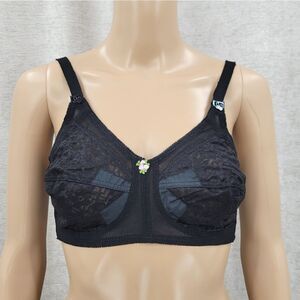 Kiki Vintage Full Coverage Black Lace Bralet Bra 38B